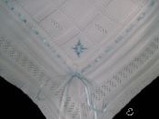 Blue & White Embroidered Baptism Blanket